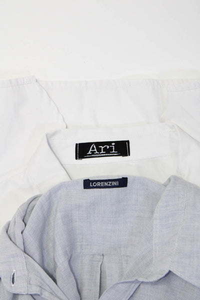 Ari Lorenzini Womens Button Down Shirts White Blue Cotton Size Medium 3 Lot 2