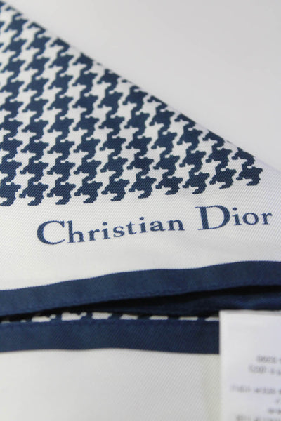 Christian Dior Womens Striped Houndstooth Logo Triangle Bandana Scarf Navy White