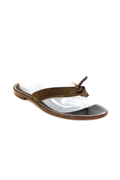 Kiwi Saint-Tropez Womens T Strap Sandals Brown Suede Size 8