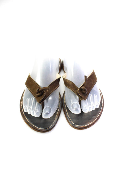 Kiwi Saint-Tropez Womens T Strap Sandals Brown Suede Size 8