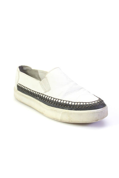 Vince Womens Slip On Platform Low Top Sneakers White Gray Leather Size 7M