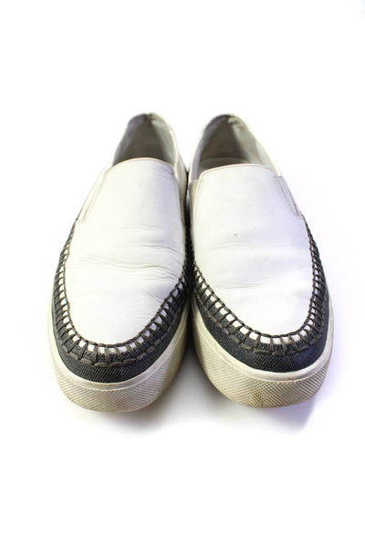 Vince Womens Slip On Platform Low Top Sneakers White Gray Leather Size 7M