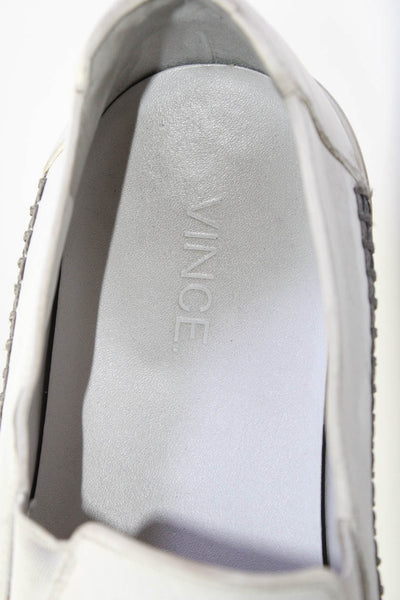 Vince Womens Slip On Platform Low Top Sneakers White Gray Leather Size 7M