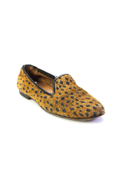 Stubbs & Wootton Womens Slip On Spotted Knit Loafers Brown Navy Cotton Size 7.5