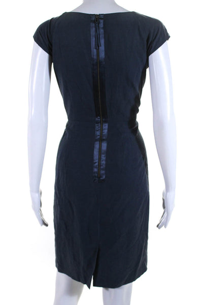 Rebecca Taylor Womens Silk Blend Ruffle Trim Sleeveless Zip Up Dress Blue Size 6