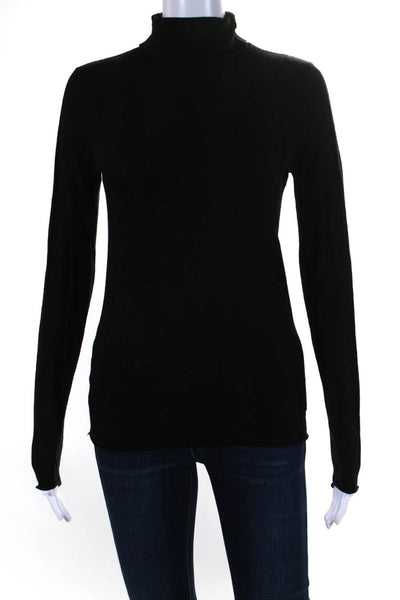 Joseph Womens Merino Wool Stretch Knit Long Sleeve Turtleneck Top Black Size S