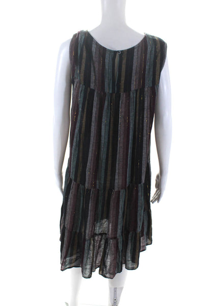 Velvet by Graham & Spencer Womens Striped Metallic Drop Waist Dress Black Size M