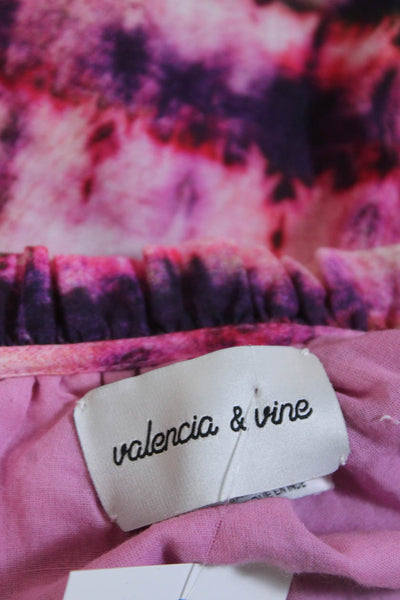 Valencia & Vine Womens Cotton Striped Tie Dye Button Up A-Line Dress Pink Size M