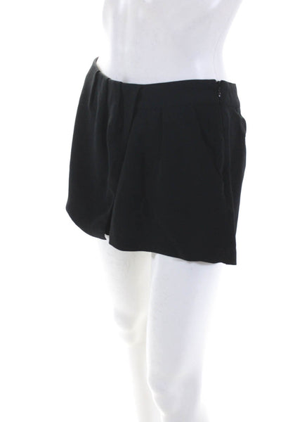 Joie Womens Crepe Side Zip Pleated Curved Panel Dress Shorts Black Size S