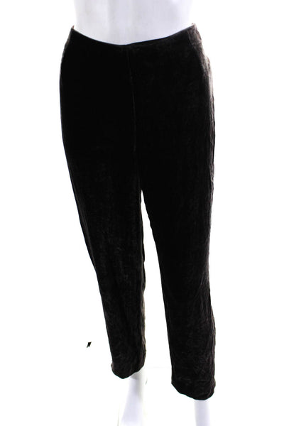 Donna Karan Signature Womens Velvet High Rise Skinny Leg Pants Brown Size 6
