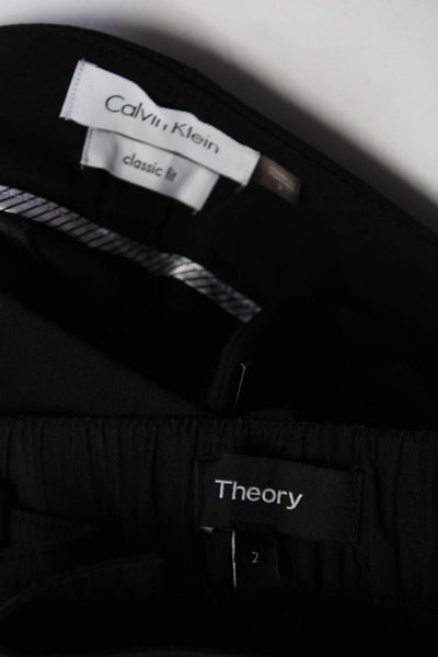 Theory Calvin Klein Womens Buttoned Straight Leg Dress Pants Black Size 2 Lot 2
