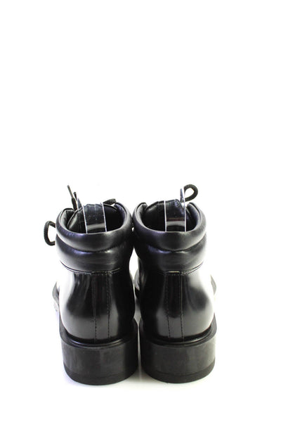 Tods Womens Patent Leather Cuban Heel Lace Up Combat Boots Black Size 8US 38EU