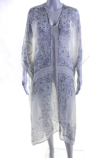 Mes Demoiselles Womens Dolman Sleeve Paisley Voile Cover Up Dress White One Size