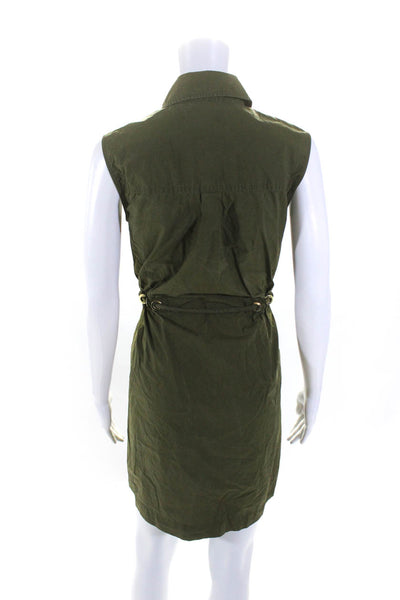 Derek Lam 10 Crosby Womens Cotton Drawstring Waist Sleeveless Dress Green Size 2