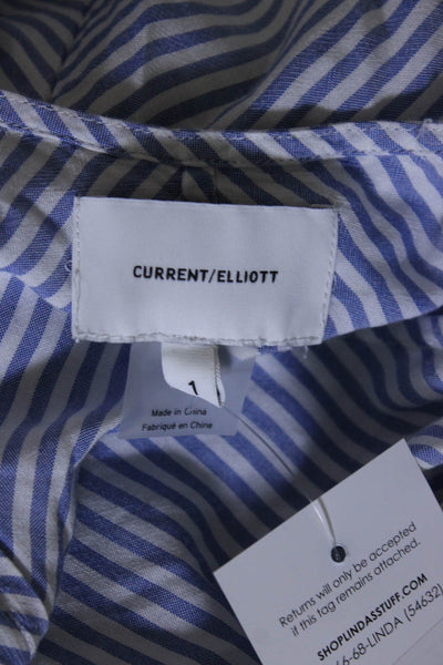 Current/Elliott Womens Striped Ruched V-Neck Sleeveless Maxi Dress Blue Size 1