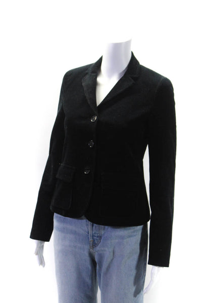 Theory Women's Collared Long Sleeves Lined Corduroy Blazer Green Size 2