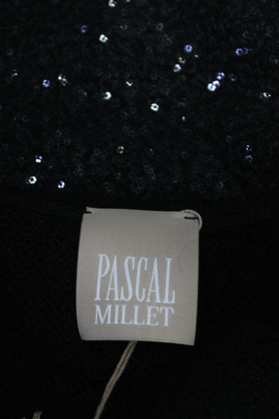 Pascal Millet Womens Sequin Covered Sleeveless Knit Tank Blouse Black Size 40