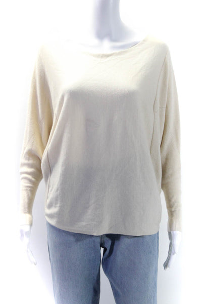 Maison De Papillon Womens Silk Cashmere Dolman Sleeve Knit Top Beige Size XS