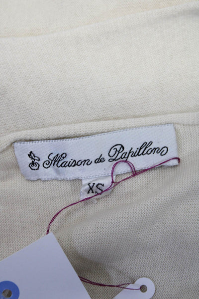 Maison De Papillon Womens Silk Cashmere Dolman Sleeve Knit Top Beige Size XS