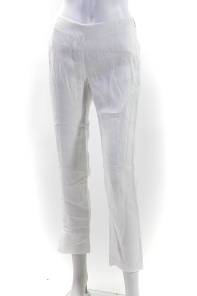 Maison De Papillon Womens Linen High Rise Slim Fit Trousers White Size XS
