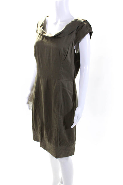 Milly Womens Scoop Neck Sleeveless Darted Zipped Midi Dress Green Size 10