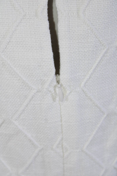 Milly Womens Cotton Round Neck Sleeveless Zipped Sheath Dress White Size 8