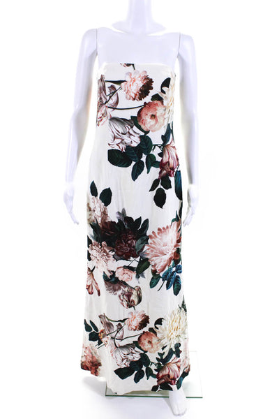 Sachin & Babi Womens Floral Print Back Zipped Sleeveless Maxi Gown White Size 10