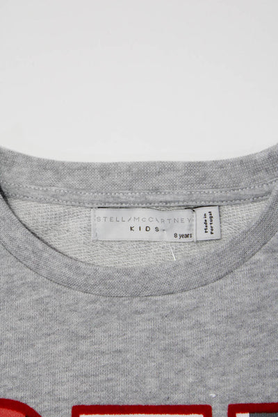 Stella McCartney Kids Girls Knit Logo Printed Pullover Sweatshirt Gray Size 8Y