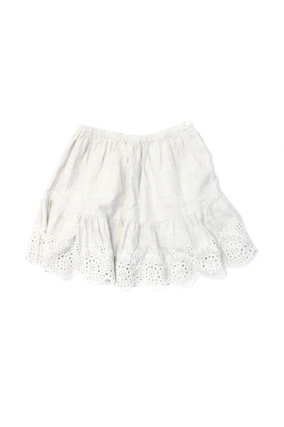 Bonpoint Girls Cotton Eyelet Hem High Rise A-Line Mini Skirt Light Gray Size 8