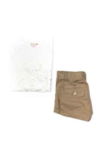 Bonpoint Girls Graphic Tee T-Shirt Cargo Shorts White Size 8 6 Lot 2