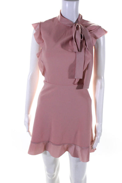 RED Valentino Womens Back Zip Mock Neck Ruffled Sheath Dress Pink Size IT 36