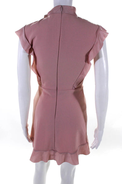 RED Valentino Womens Back Zip Mock Neck Ruffled Sheath Dress Pink Size IT 36