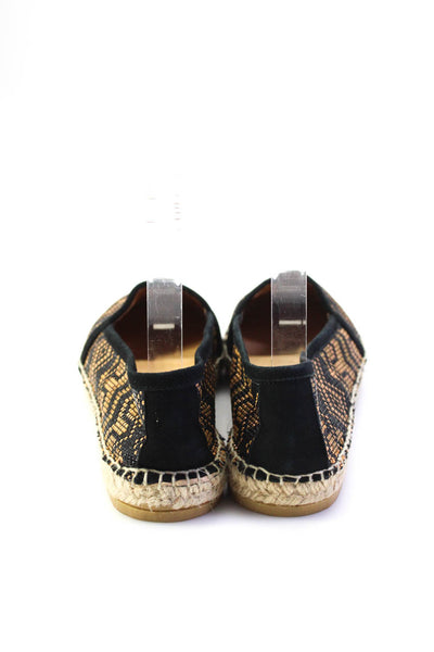 Kanna Womens Woven Suede Trim Espadrille Flats Black Gold Size 7