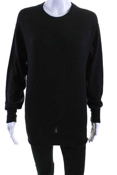 Isabel Marant Womens Thin Knit Crew Neck Sweater Black Cashmere Silk Size FR 36