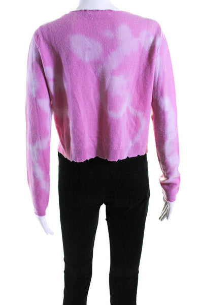 Love Shack Fancy Womens Tie Dye Distressed Hem Crop Sweater Pink Size Small