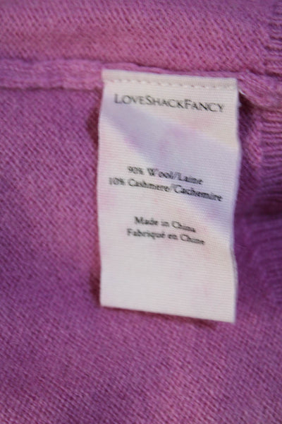 Love Shack Fancy Womens Tie Dye Distressed Hem Crop Sweater Pink Size Small