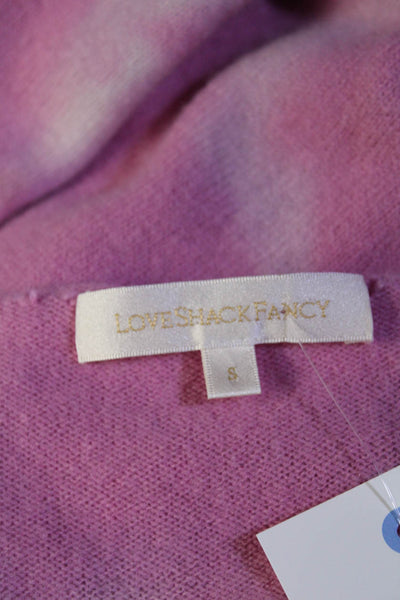 Love Shack Fancy Womens Tie Dye Distressed Hem Crop Sweater Pink Size Small