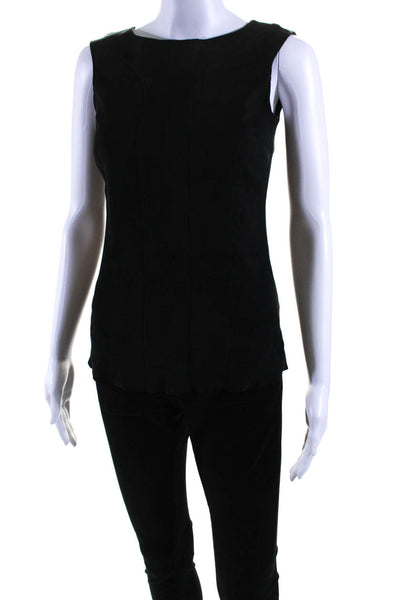 DROMe Womens Crew Neck Sleeveless Suede Shell Top Blouse Black Size Small