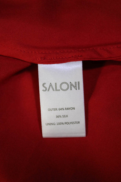 Saloni Womens Burnout Satin Jacquard Midi A Line Skirt Red Multi Size 6