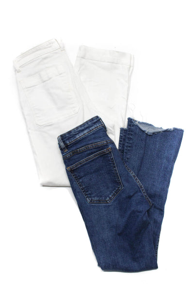 Zara Everlane Womens Cotton Flared Straight Leg Jeans Blue White Size 4 2 Lot 2