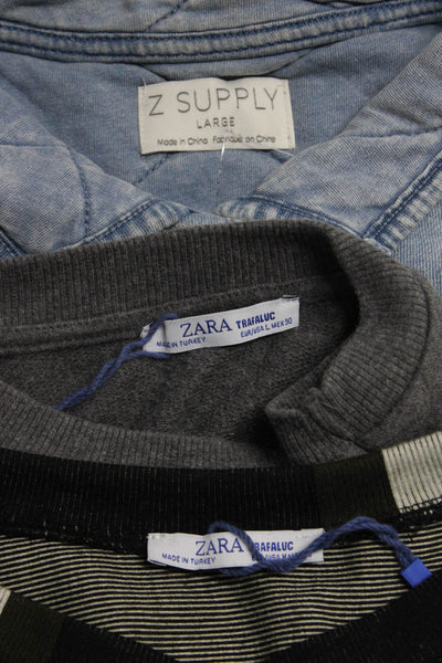 Zara Women's Round Neck Long Sleeves Sweatshirt Gray Size L Lot 3