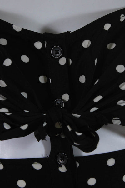 Ellelauri Womens Polka Dot Tie Front Button Down Slip Dress Black Size S