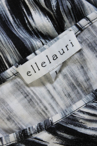 Ellelauri Womens Long Sleeve Abstract Print Shift Dress Gray Size L