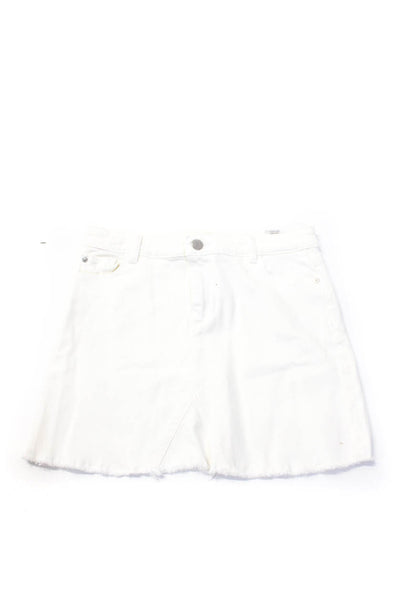 DL 1961 Hudson Girls Cotton Denim Fringed Hem Skirts White Size 16 Lot 2