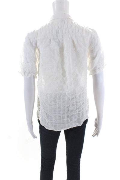 Mngorpt Olpny Women's Collared Short Sleeves Button Down Shirt  White Size XS