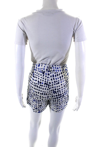 Ellelauri Women's Zip Closure Wrap Front Spotted Dot Skort White Blue Size L