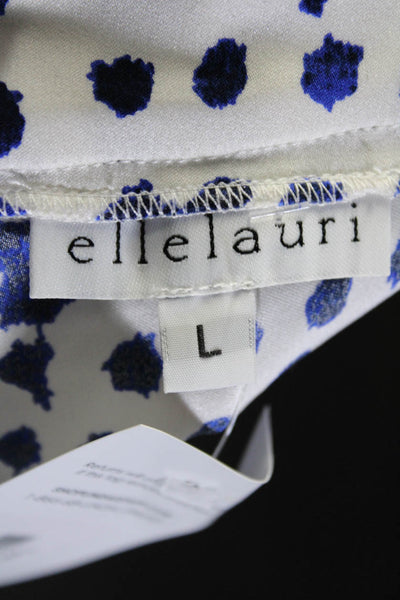 Ellelauri Women's Zip Closure Wrap Front Spotted Dot Skort White Blue Size L