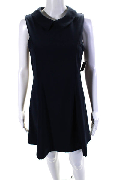 Ellelauri Women's Round Neck Sleeveless A-Line Mini Dress Navy Blue Size L