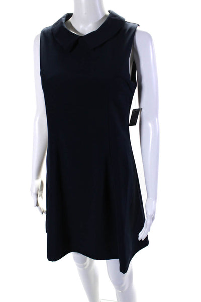 Ellelauri Women's Round Neck Sleeveless A-Line Mini Dress Navy Blue Size L