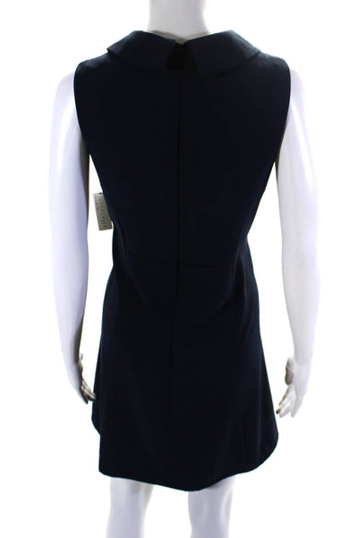 Ellelauri Women's Round Neck Sleeveless A-Line Mini Dress Navy Blue Size L